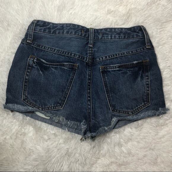 Free People Blue Jean Frayed Hem Cutoff Shorts - Picture 3 of 6